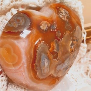 Unique Banded Carnelian Heart with Druzy